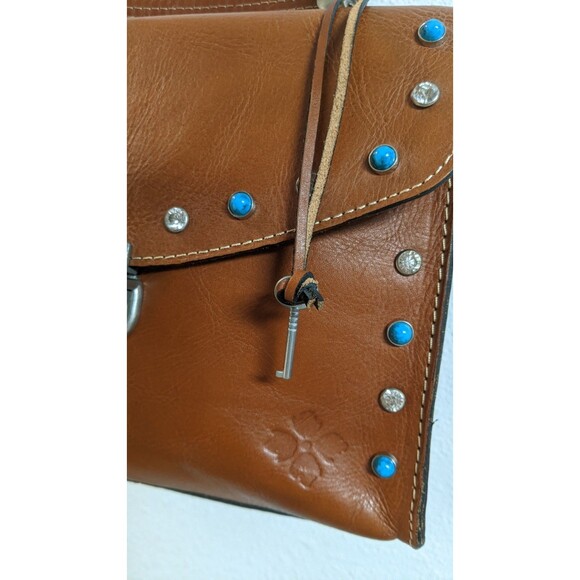 PATRICIA NASH Simona  Brown Smooth Leather Studded Crossbody Handbag WORN TWICE - Picture 4 of 16